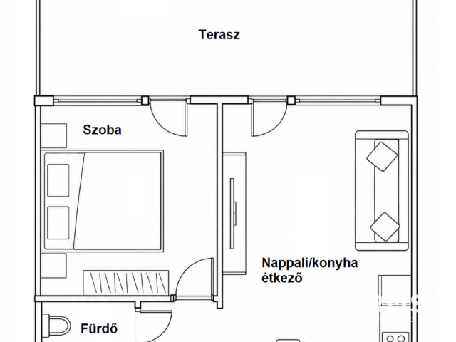 2 szobás lakás, terasszal, medencével B.földvár központjában